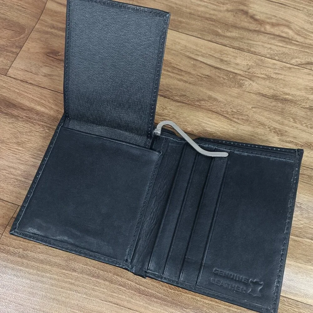 Genuine Leather Money Clip Wallet, Slim Bifold Card Holder